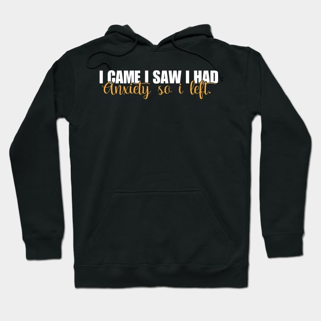 I Came I Saw I Had Anxiety So I Left. Hoodie by chidadesign